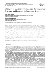 Efficacy of Assistive Technology for Improved Teaching and Learning in Computer Science