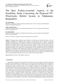 The Best Techno-economic Aspects of the Feasibility Study Concerning the Proposed PV-Wind-hydro Hybrid System in Nilphamari, Bangladesh