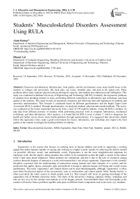 Students’ Musculoskeletal Disorders Assessment Using RULA