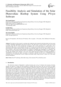 Feasibility Analysis and Simulation of the Solar Photovoltaic Rooftop System Using PVsyst Software