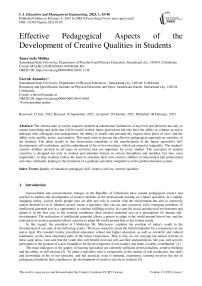 Effective Pedagogical Aspects of the Development of Creative Qualities in Students