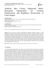 Artificial Bee Colony Optimized Multi-Histogram Equalization for Contrast Enhancement and Brightness Preservation of Color Images