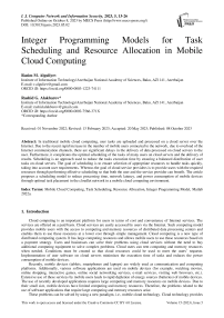Integer Programming Models for Task Scheduling and Resource Allocation in Mobile Cloud Computing