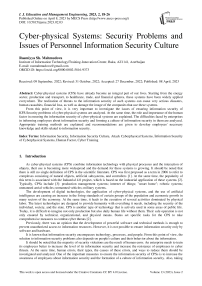 Cyber-physical Systems: Security Problems and Issues of Personnel Information Security Culture