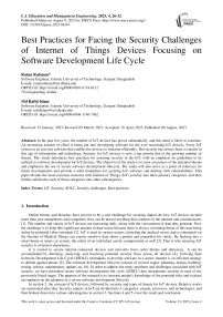 Best Practices for Facing the Security Challenges of Internet of Things Devices Focusing on Software Development Life Cycle