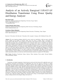 Analysis of an Actively Energized 11/0.415 kV Distribution Transformer Using Power Quality and Energy Analyzer