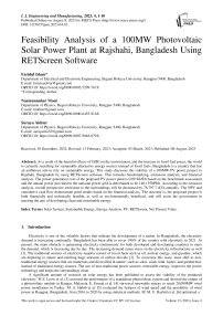 Feasibility Analysis of a 100MW Photovoltaic Solar Power Plant at Rajshahi, Bangladesh Using RETScreen Software