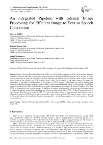 An Integrated Pipeline with Internal Image Processing for Efficient Image to Text to Speech Conversion