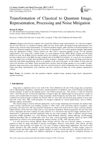 Transformation of Classical to Quantum Image, Representation, Processing and Noise Mitigation