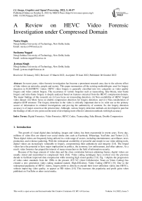 A Review on HEVC Video Forensic Investigation under Compressed Domain