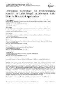 Information Technology for Multiparametric Analysis of Laser Images of Biological Fluid Films in Biomedical Applications