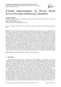 E-health Implementation by Private Dental Service Providers in Bulawayo, Zimbabwe