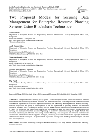 Two Proposed Models for Securing Data Management for Enterprise Resource Planning Systems Using Blockchain Technology