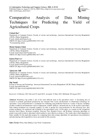 Comparative Analysis of Data Mining Techniques for Predicting the Yield of Agricultural Crops