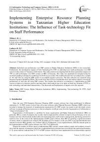 Implementing Enterprise Resource Planning Systems in Tanzanian Higher Education Institutions: The Influence of Task-technology Fit on Staff Performance