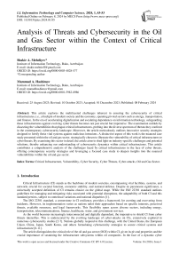 Analysis of Threats and Cybersecurity in the Oil and Gas Sector within the Context of Critical Infrastructure