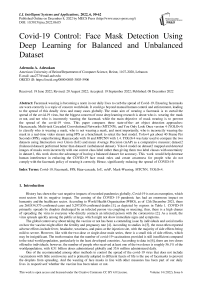 COVID-19 Control: Face Mask Detection Using Deep Learning for Balanced and Unbalanced Dataset