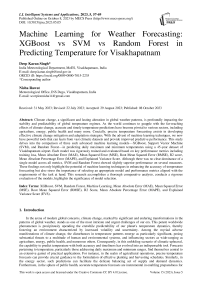 Machine Learning for Weather Forecasting: XGBoost vs SVM vs Random Forest in Predicting Temperature for Visakhapatnam