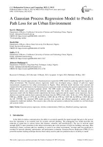 A Gaussian Process Regression Model to Predict Path Loss for an Urban Environment