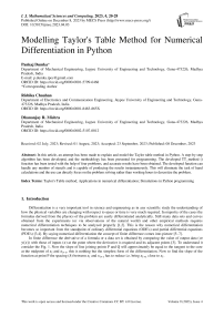 Modelling Taylor's Table Method for Numerical Differentiation in Python