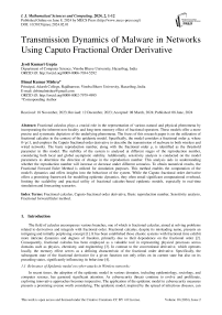 Transmission Dynamics of Malware in Networks Using Caputo Fractional Order Derivative