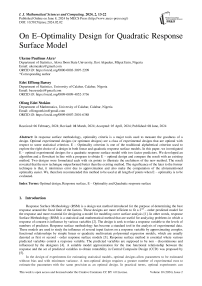 On E–Optimality Design for Quadratic Response Surface Model