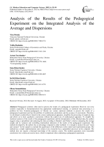 Analysis of the Results of the Pedagogical Experiment on the Integrated Analysis of the Average and Dispersions