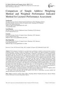 Comparison of Simple Additive Weighting Method and Weighted Performance Indicator Method for Lecturer Performance Assessment