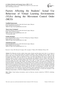 Factors Affecting the Students’ Actual Use Behaviour of Virtual Learning Environments (VLEs) during the Movement Control Order (MCO)