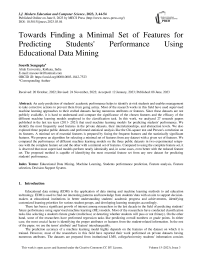 Towards Finding a Minimal Set of Features for Predicting Students' Performance Using Educational Data Mining