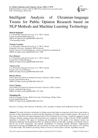 Intelligent Analysis of Ukrainian-language Tweets for Public Opinion Research based on NLP Methods and Machine Learning Technology