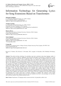 Information Technology for Generating Lyrics for Song Extensions Based on Transformers