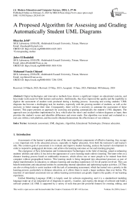 A Proposed Algorithm for Assessing and Grading Automatically Student UML Diagrams