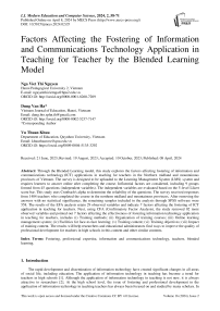 Factors Affecting the Fostering of Information and Communications Technology Application in Teaching for Teacher by the Blended Learning Model