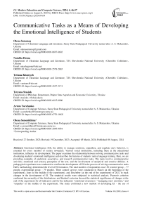 Communicative Tasks as a Means of Developing the Emotional Intelligence of Students