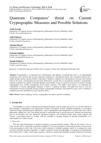 Quantum Computers’ threat on Current Cryptographic Measures and Possible Solutions