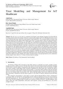 Trust Modelling and Management for IoT Healthcare