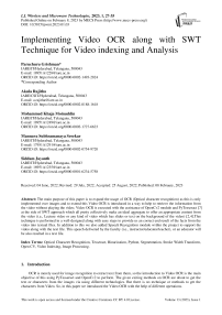 Implementing Video OCR along with SWT Technique for Video indexing and Analysis