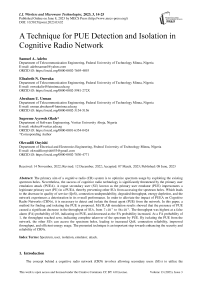 A Technique for PUE Detection and Isolation in Cognitive Radio Network