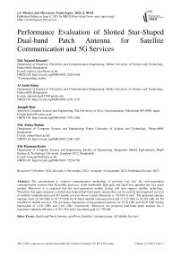 Performance Evaluation of Slotted Star-Shaped Dual-band Patch Antenna for Satellite Communication and 5G Services