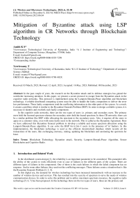 Mitigation of Byzantine attack using LSP algorithm in CR Networks through Blockchain Technology