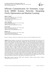 Efficient Communication for Extremely Large-Scale MIMO Systems Networks: Integrating Firefly Optimization and Machine Learning