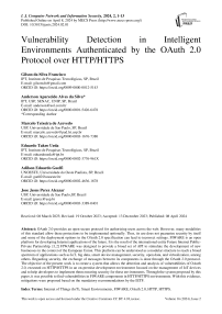 Vulnerability Detection in Intelligent Environments Authenticated by the OAuth 2.0 Protocol over HTTP/HTTPS