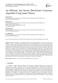 An Efficient and Secure Blockchain Consensus Algorithm Using Game Theory