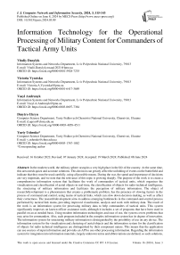 Information Technology for the Operational Processing of Military Content for Commanders of Tactical Army Units