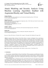 Attack Modeling and Security Analysis Using Machine Learning Algorithms Enabled with Augmented Reality and Virtual Reality