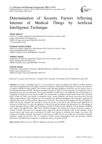 Determination of Security Factors Affecting Internet of Medical Things by Artificial Intelligence Technique