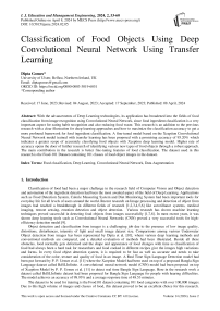 Classification of Food Objects Using Deep Convolutional Neural Network Using Transfer Learning