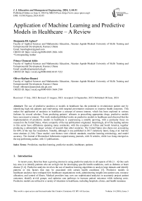 Application of Machine Learning and Predictive Models in Healthcare – A Review