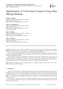 Optimization of Curriculum Content Using Data Mining Methods